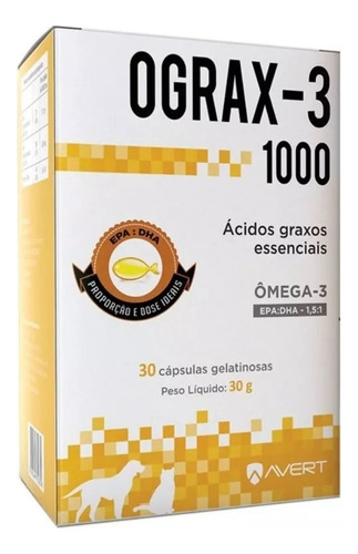 Ograx-3 1000mg 30 Cápsulas Suplemento Omega 3 - Kit 2 Unid