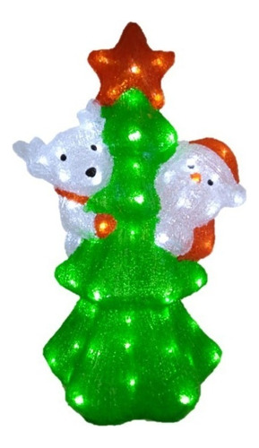 Árvore Natal Acrílico 80l Decoração Papai Noel E Rena Bivolt Cor Verde