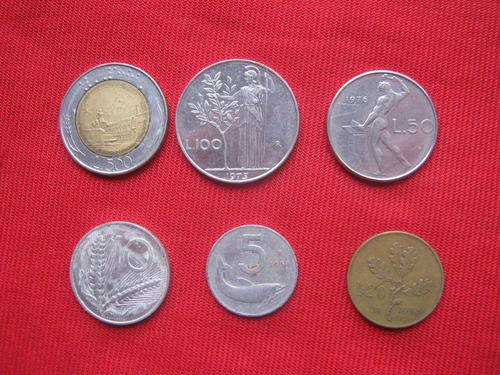 Lote 6 Monedas De Italia Incluyen Monedas Bimetal