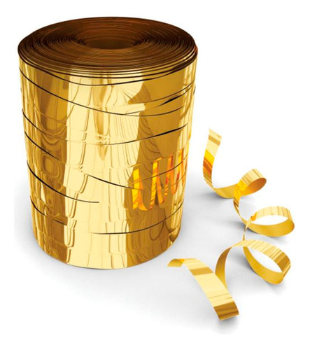 Fitilho Metalizado Ouro Dourado 5mm X 20m C/ 10 Unidades Liso