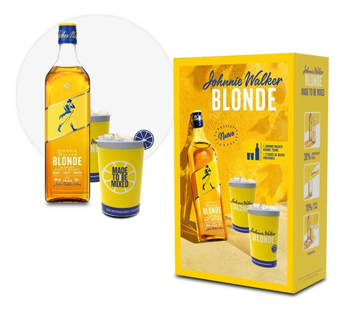 Whisky Johnnie Walker Blonde 750cc + 2 Vasos Acero Inoxidabl