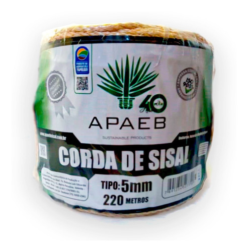 Corda Sisal 5mm Rolo Com 220m Artesanato Arranhador Gato