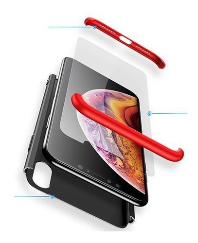 Imagen 3 de 6 de Carcasa Para iPhone XS Max 360° Marca - Gkk + Mica De Vidrio