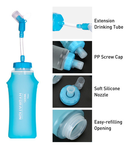 Botella De Agua Deportiva Soft Flask De 500 Ml, 2 Unidades,