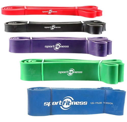 Banda Poder Elástica Sportfitness Tonificacion Gym Kit 5 Pzs