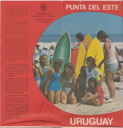 Punta Del Este Antiguo Folleto Turistico Deslegable Vintage