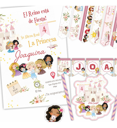 Kit Imprimible Princesas Y Mascotas Castillos Disney  1