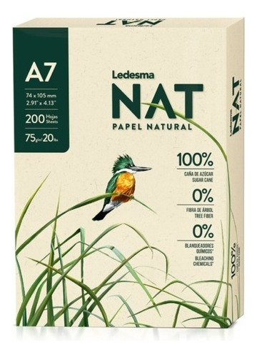 Pack X3 Resma Mini A7 Papel Natural 200 Hojas 75grs