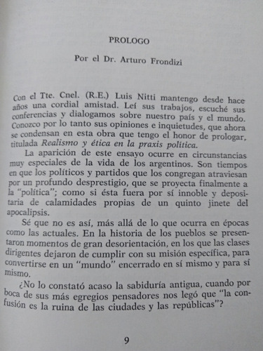 Realismo Y Etica En La Praxis Política Nitti Prólog Frondizi (Usado)