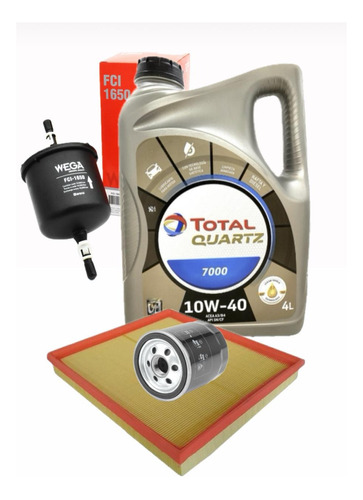 Aceite Total 7000 10w40 + Kit De 3 Filtros Ford Ka 1.0 - 1.3