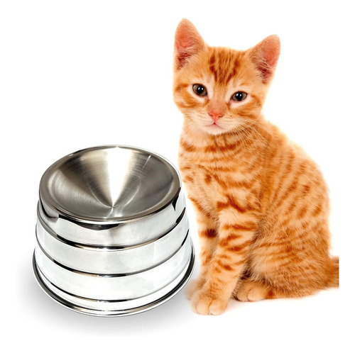 Comedouro Ergonômico Elevado Para Gatos Cat Pet De Alumínio