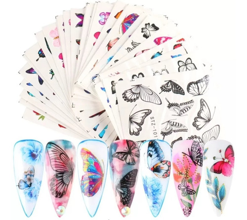 Set 18 Sticker Al Agua Para Uñas Nails Art