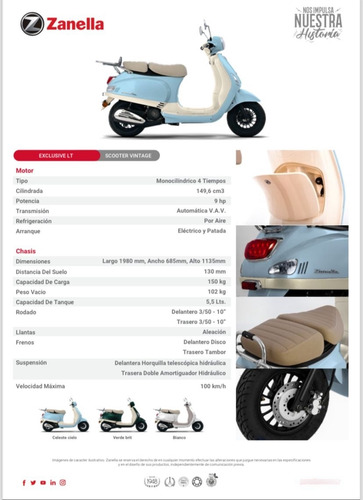 Zanella Exclusive 150 - Patentada $1.344.000 O 12de$215.000