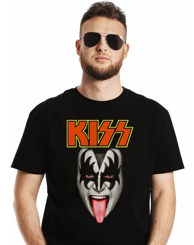 Polera Kiss Gene Simmons Face Logo Tongue Lengua Rock Impres