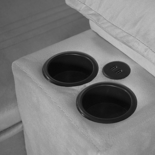 Sofá Retrátil Tesla 3,10m Usb E Porta Copo Suede Cinza