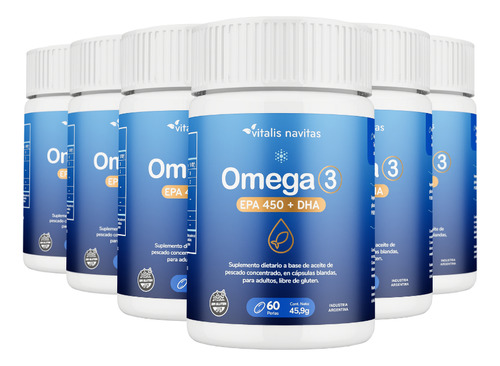 Omega 3 Vitalis Navitas Plan 6 Meses 360 Perlas Epa Dha Sin Sabor