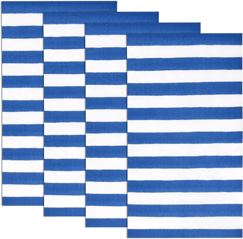 Paquete De 100 Servilletas De Papel Desechables A Rayas Azul