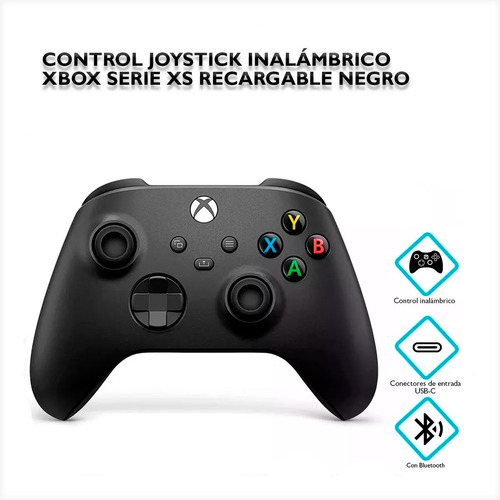 Joystick Xbox Control Inalámbrico Xbox + Cable Usb-c Negro Color Carbon black
