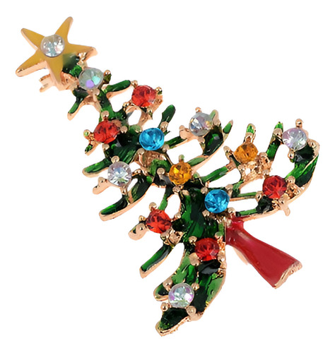 Lindo Broche Esmalte Magnífico Cristal Navidad Árbol Pin Vac