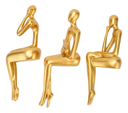 Estatua De Pensador Gold Decor, Moderna, Minimalista, Abstra
