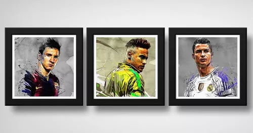 Quadro neymar messi cristiano ronaldo futebol decoracao