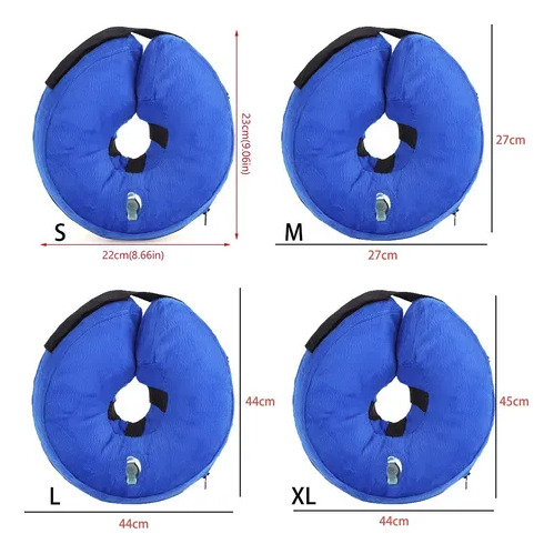 Collar Isabelino Inflable Anti Mordidas Para Perros Y Gatos Azul Collar Isabelino Inflable M