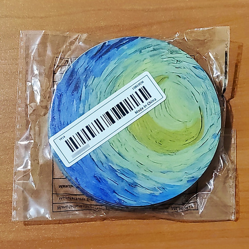 Posavasos Van Gogh Noche Estrellada - Madera - (set De 6) Noche Estrellada Azul Oscuro
