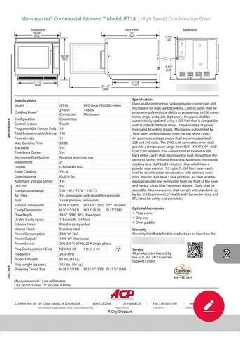 Horno Convección Y Microondas Industrial Menumaster Jet14 (Usado)