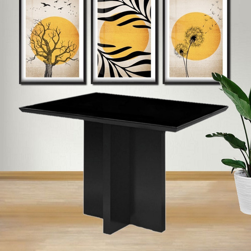 Mesa De Vidro 1,20x0,8m Preta Escritório Trabalhar Reunião Preto