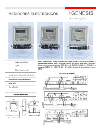 Contador Medidor Trifasico Genesis Etm 34 Lcd Calibrado