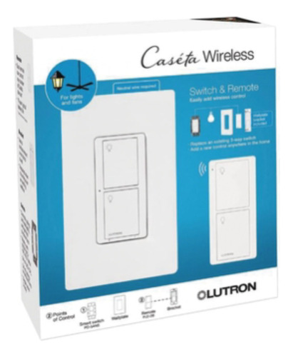 (caseta Wireless) Kit, Apagador, Base Para Empotrar En Pared