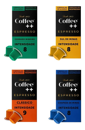 Kit 4 Cafés Espresso Cápsula Coffee Mais Nespresso Variedade