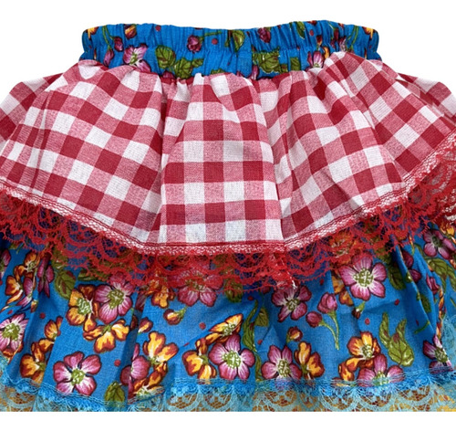 Saia Festa Junina Xadrez Babado Quadrilha Caipirinha Menina