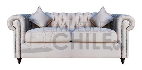 Sofa Capitone Chesterfield Lino Crudo / Muebles Chile