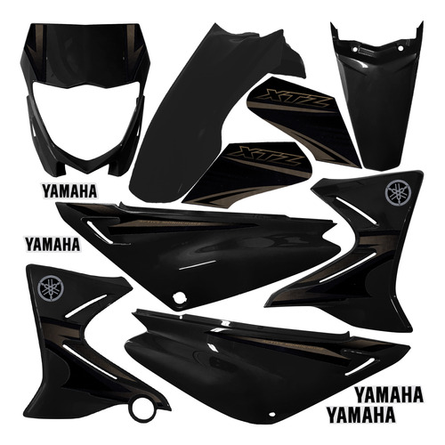 Kit Carenagem Yamaha 2012/2013 Xtz 125 Preto C/ Adesivos