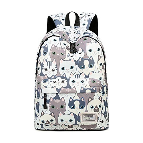 Mochila Escolar Con Compartimiento Para Laptop Diseño Gatos Blanco Gatos