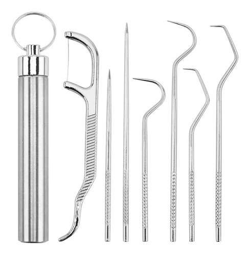 Palillos De Dientes Mondadientes De 7 Pz Acero Inox. Llavero