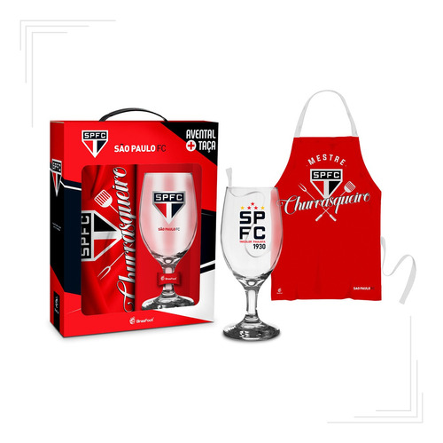 Kit Presente Taça Windsor 330ml Com Avental - Time Sao Paulo Cor Preto