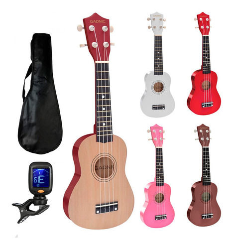 Ukelele Soprano De Madera Gadnic 21  Cuerdas Naylon Funda