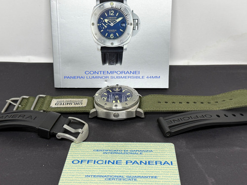 Panerai Luminor Submersible La Bomba 1000m Ref Pam00087 44mm Preto Prateado Azul-aço (Usado)