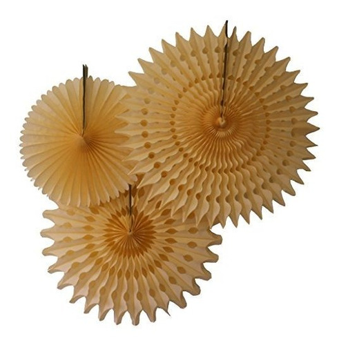 Serpentinas - Set Of 3 Honeycomb Tissue Fans, Ivory (13-21 I