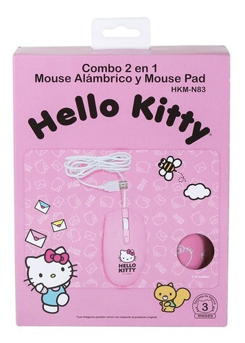 Imagen 6 de 10 de Mouse Para Computadora + Alfombrilla Hello Kitty Hkm-n83