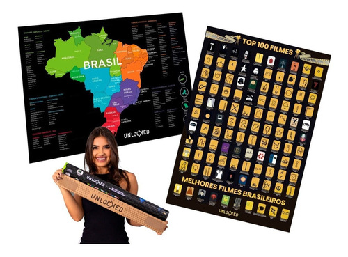 Presente Dia Dos Namorados Kit Mapas Brasil + 100 Filmes