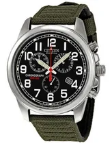 Comprar Reloj Citizen Hombre Ecodrive Crono At020005e Color de la malla Verde musgo Color del bisel Plateado Color del fondo Negro