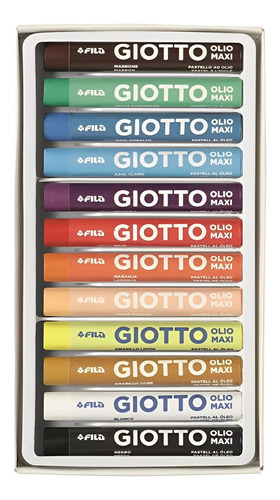 Giz Giotto Olio Maxi 12 colores, tonos pastel, color aceitoso