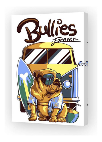 Cuadro 16x24cm Vehiculos Bulldog Camioneta Vintage Dog