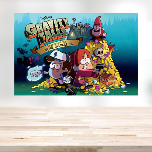 Panel grande para fiestas infantiles Gravity Falls, 2 x 1,5 m, lienzo