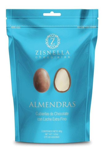 Imagen 2 de 3 de Zisnella Almendras Cubierta De Chocolate De Leche 42% Cacao
