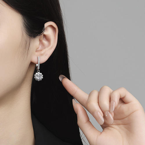 Pendientes De Aro De Moissanita Flores Para Mujer, , Pendientes De Plata 925 Para Mujer, Pendientes De Diamantes De Moissanita,navidad, Bodas, Aniversarios, Regalos Para Mujeres, Mamás
