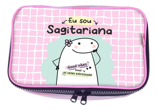 Estojo Box Signo Flork Sagitário Sagitariana Transp 100 Pens Cor Rosa